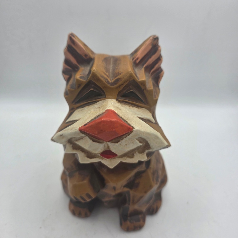 Vintage Napcoware M-6915 Dog Coin Bank Brown Wood Look Made in Japan